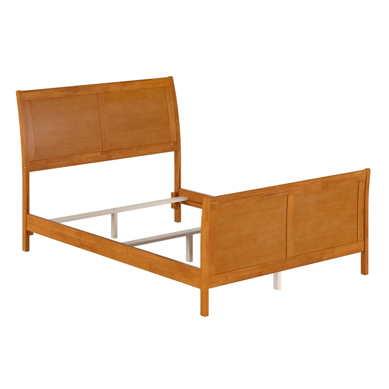 Portland Full Wood Foundation Bed Frame with Matching Footboard Light Toffee