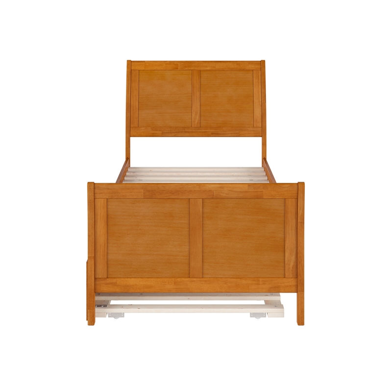 Portland Twin Wood Bed with Matching Footboard & Trundle in Light Toffee
