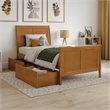 Portland Twin Storage Wood Platform Bed with Matching Footboard in Light Toffee