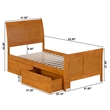 Portland Twin Storage Wood Platform Bed with Matching Footboard in Light Toffee