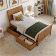 Portland Twin Storage Wood Platform Bed with Matching Footboard in Light Toffee