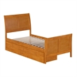 Portland Twin Storage Wood Platform Bed with Matching Footboard in Light Toffee