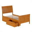 Portland Twin Storage Wood Platform Bed with Matching Footboard in Light Toffee