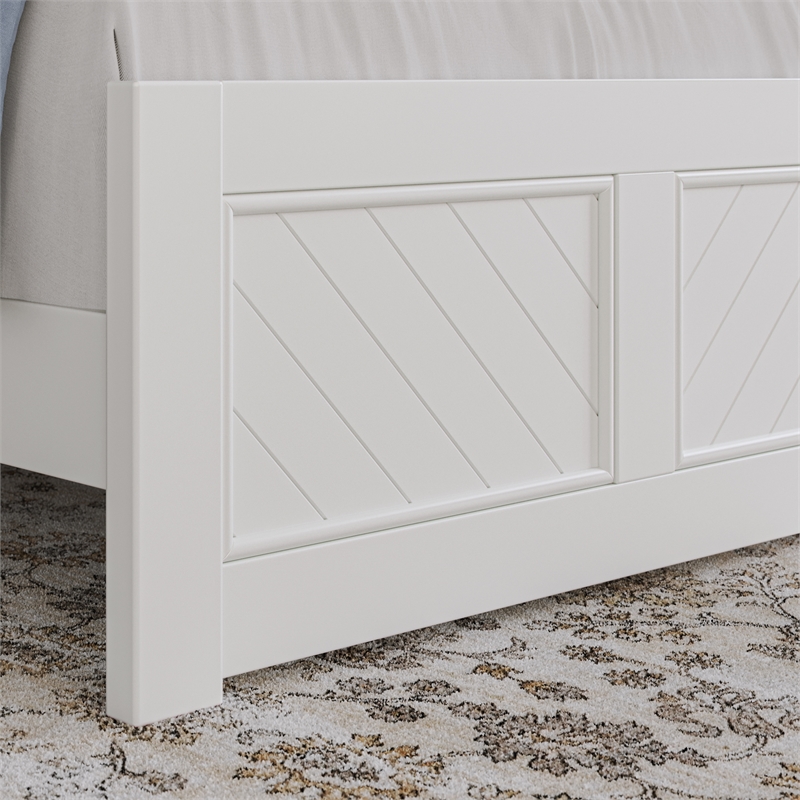 Berkshire Twin XL Wood Low Profile Platform Bed with Matching Footboard in White