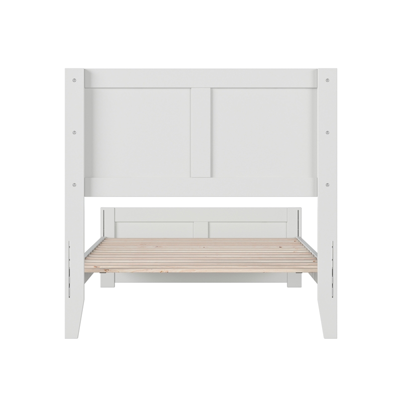 Berkshire Twin XL Wood Low Profile Platform Bed with Matching Footboard in White