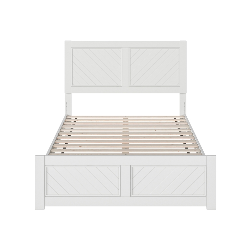 Berkshire Full Low Profile Wood Platform Bed with Matching Footboard in White