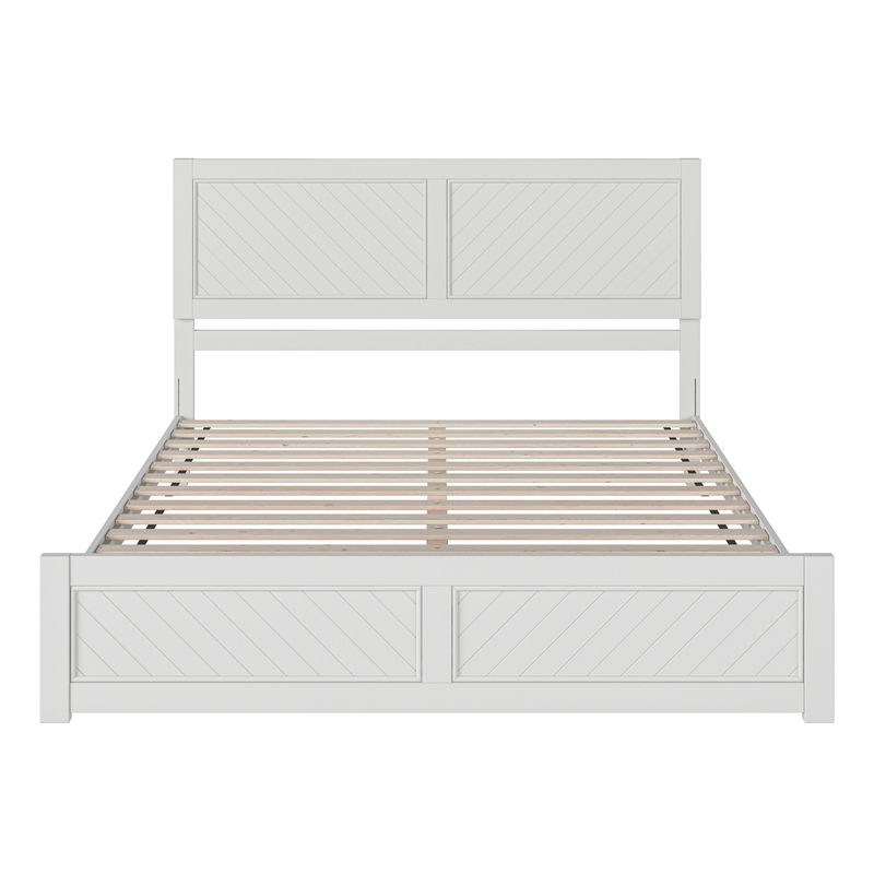 Berkshire King Wood Low Profile Platform Bed with Matching Footboard in White