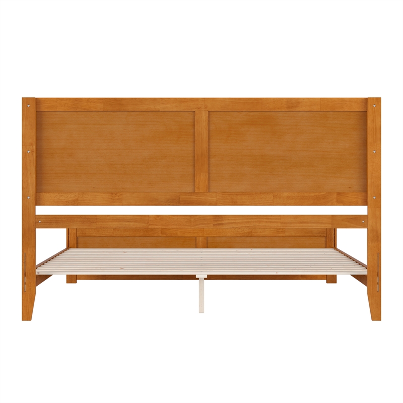Berkshire King Wood Low Profile Platform Bed wMatching Footboard in Light Toffee