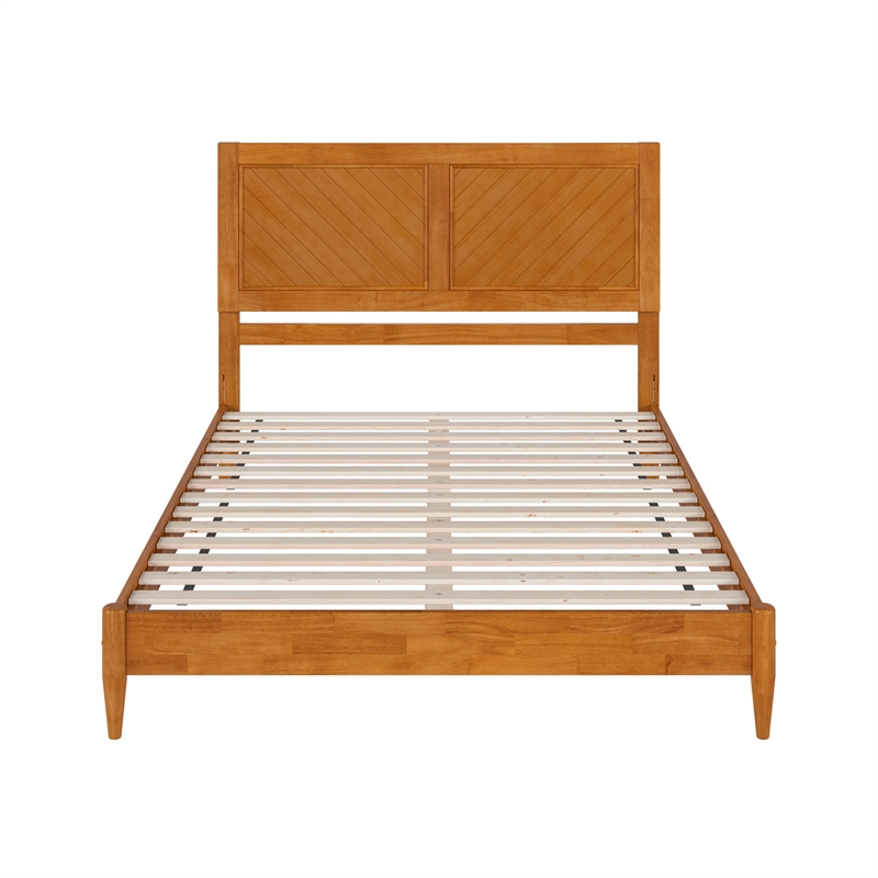 Berkshire Queen Wood Low Profile Platform Bed in Light Toffee