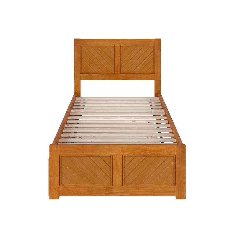 Canyon Twin XL Platform Bed with Matching Footboard & Trundle in Light Toffee