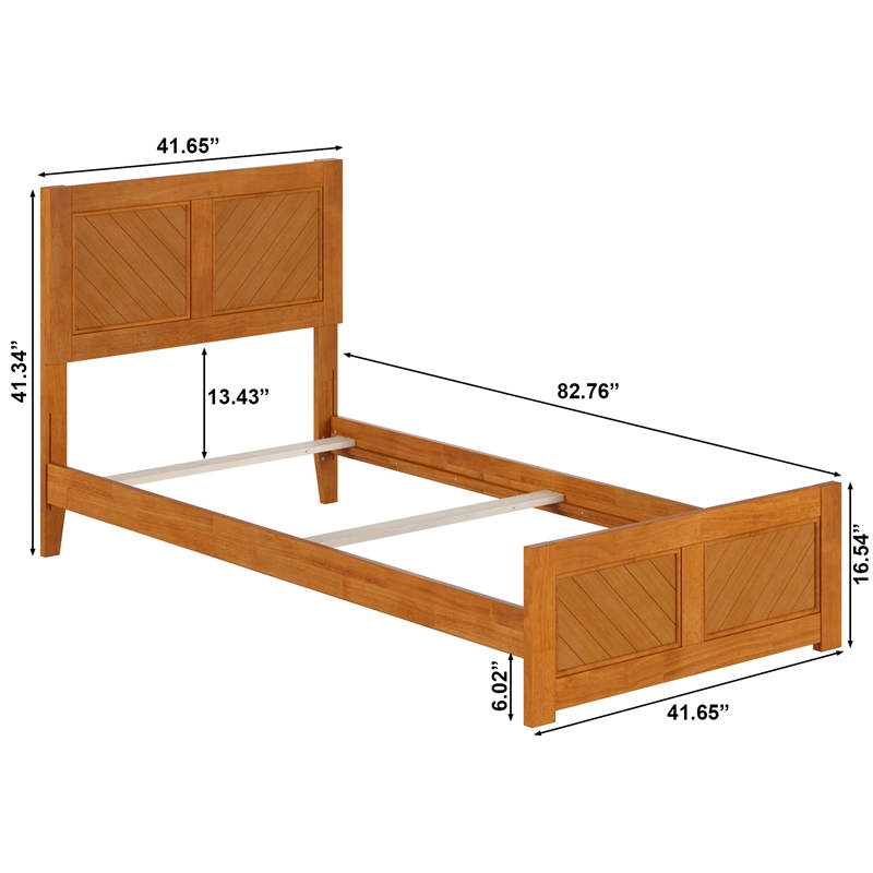 Canyon Twin XL Foundation Bed Frame with Matching Footboard in Light Toffee