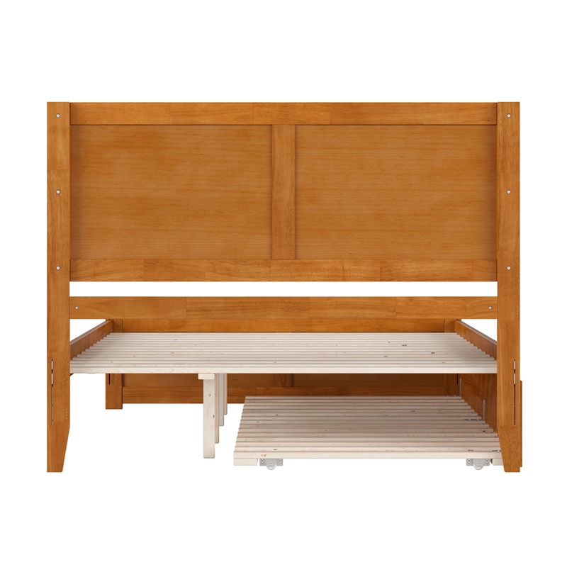 Canyon Queen Wood Platform Bed with Matching Footboard & Trundle in Light Toffee
