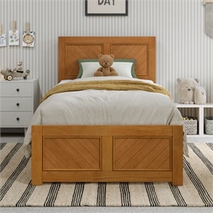 Canyon Twin Foundation Bed Frame with Matching Footboard in Light Toffee
