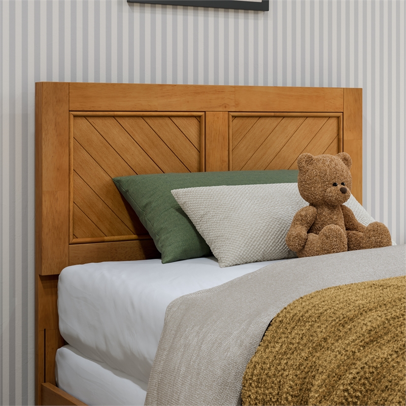 Canyon Twin Foundation Bed Frame with Matching Footboard in Light Toffee