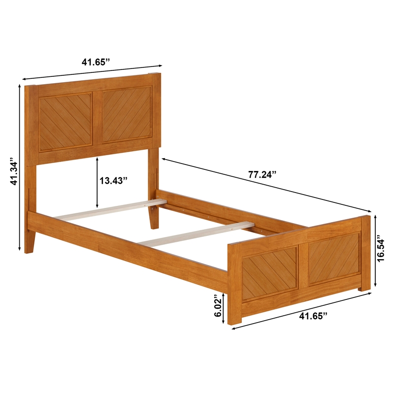 Canyon Twin Foundation Bed Frame with Matching Footboard in Light Toffee