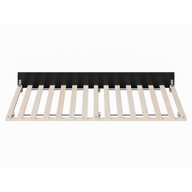 Twin XL Mid-Century Modern Solid Wood Trundle Bed in Black