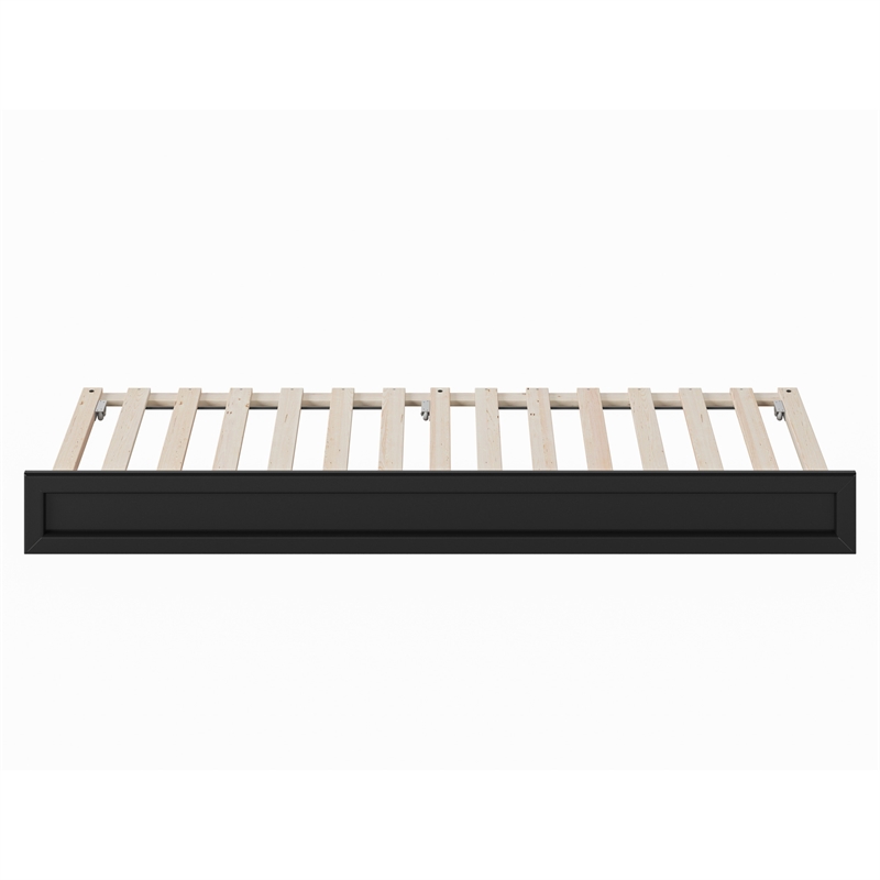 Twin XL Mid-Century Modern Solid Wood Trundle Bed in Black