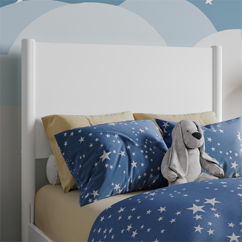 Pasadena Twin Solid Wood Panel Headboard in White