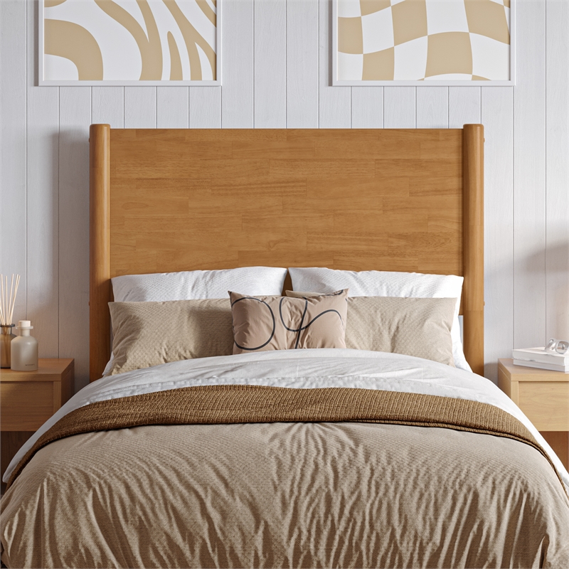 Pasadena Twin Solid Wood Panel Headboard in Light Toffee