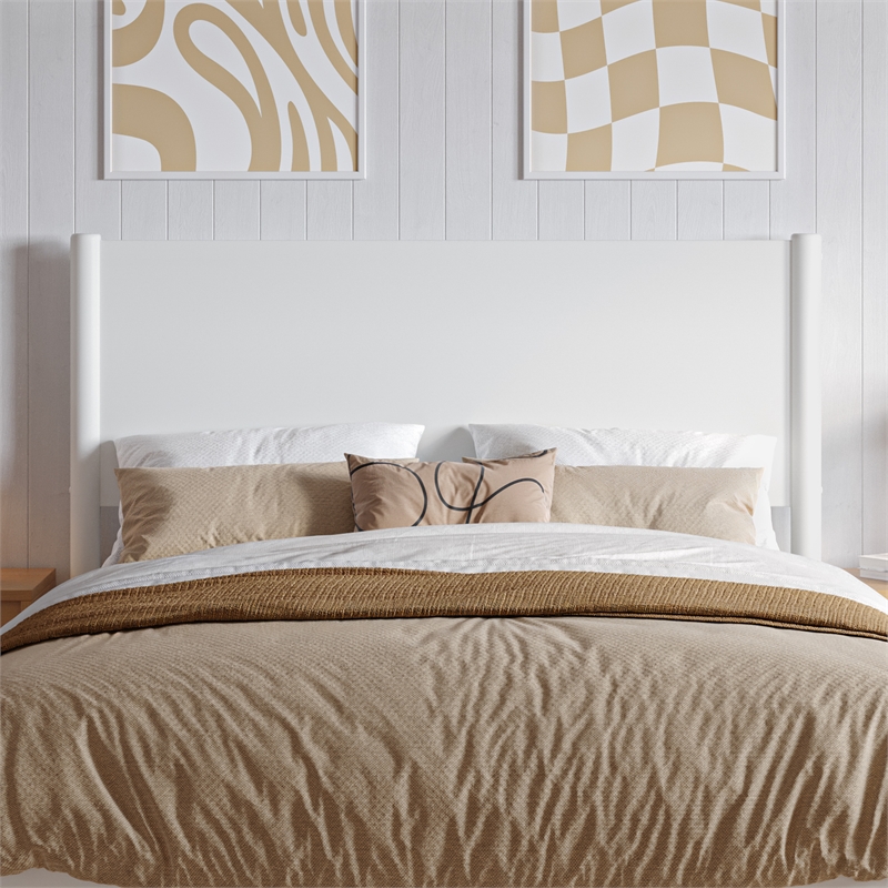 Pasadena Full Solid Wood Panel Headboard in White