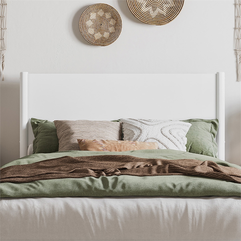 Pasadena Full Solid Wood Panel Headboard in White