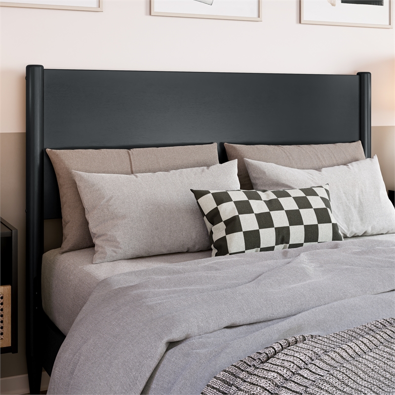 Pasadena Full Solid Wood Panel Headboard in Black