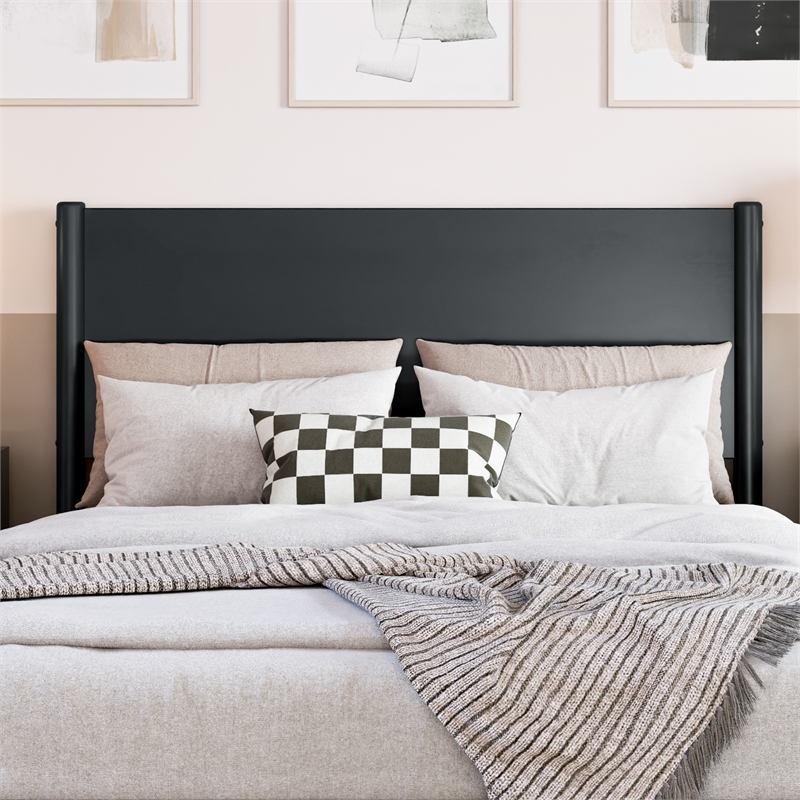 Pasadena Full Solid Wood Panel Headboard in Black