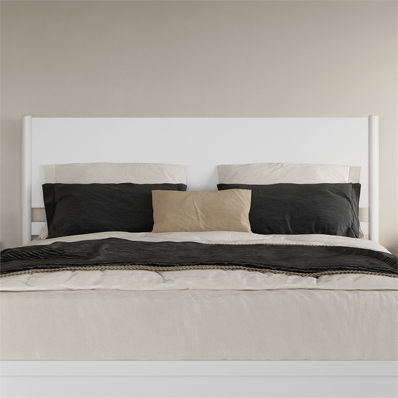 Pasadena King Solid Wood Panel Headboard in White