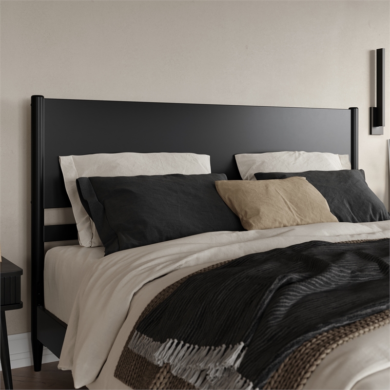 Pasadena King Solid Wood Panel Headboard in Black