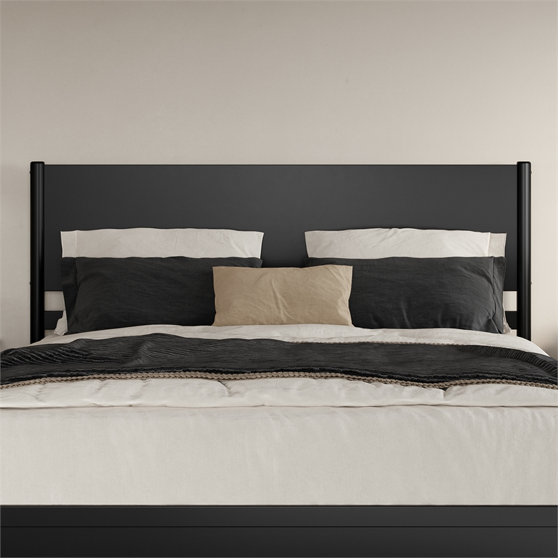 Pasadena King Solid Wood Panel Headboard in Black