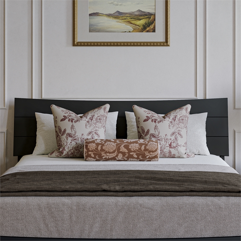 Phoenix Queen Solid Wood Headboard in Black