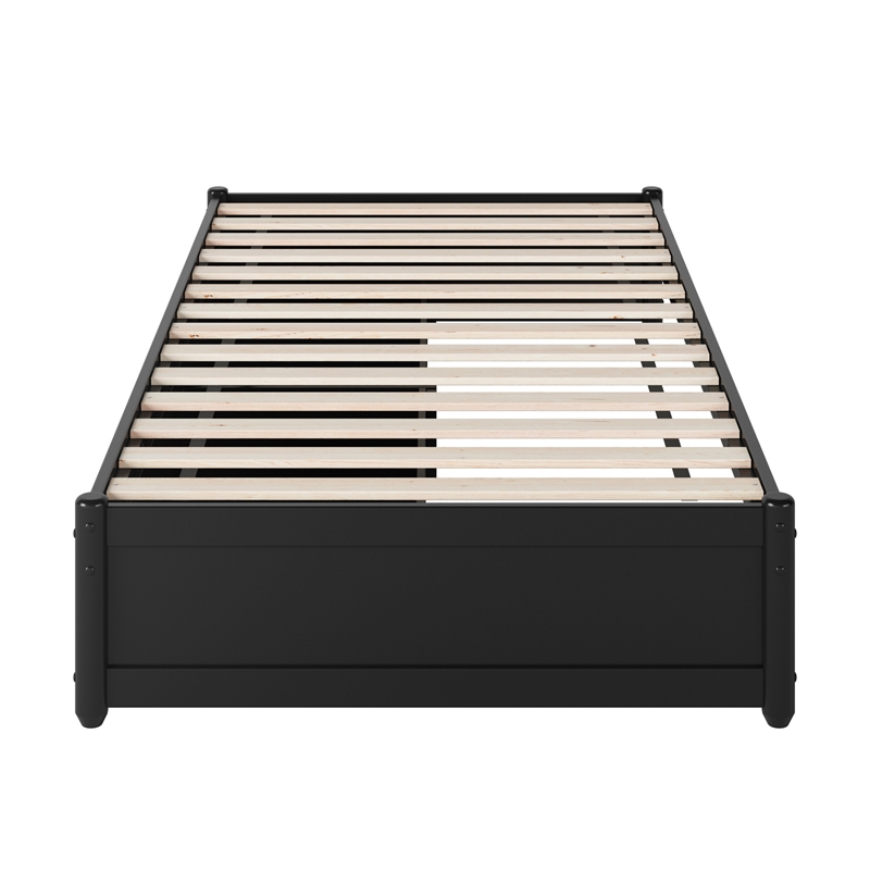 Barcelona Twin XL Panel Platform Bed with 2 Storage Drawers in Black