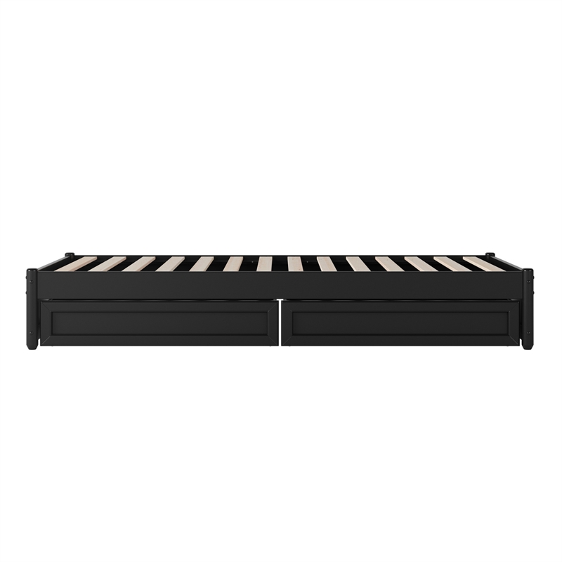 Barcelona Twin XL Panel Platform Bed with 2 Storage Drawers in Black