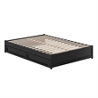 Barcelona Full Panel Platform Bed with 2 Storage Drawers in Black