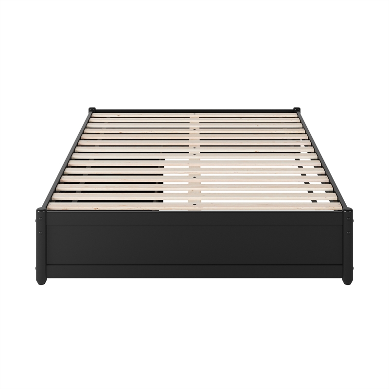 Barcelona Full Panel Platform Bed with 2 Storage Drawers in Black