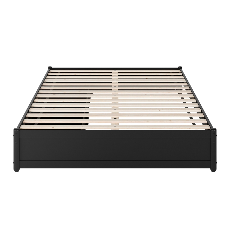 Barcelona Queen Panel Platform Bed with 2 Storage Drawers in Black