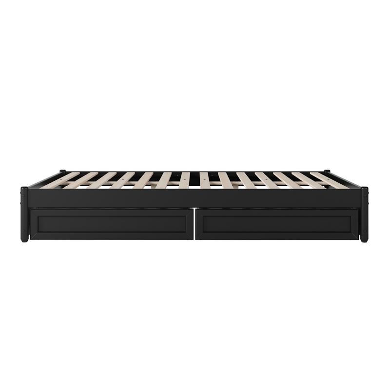 Barcelona Queen Panel Platform Bed with 2 Storage Drawers in Black