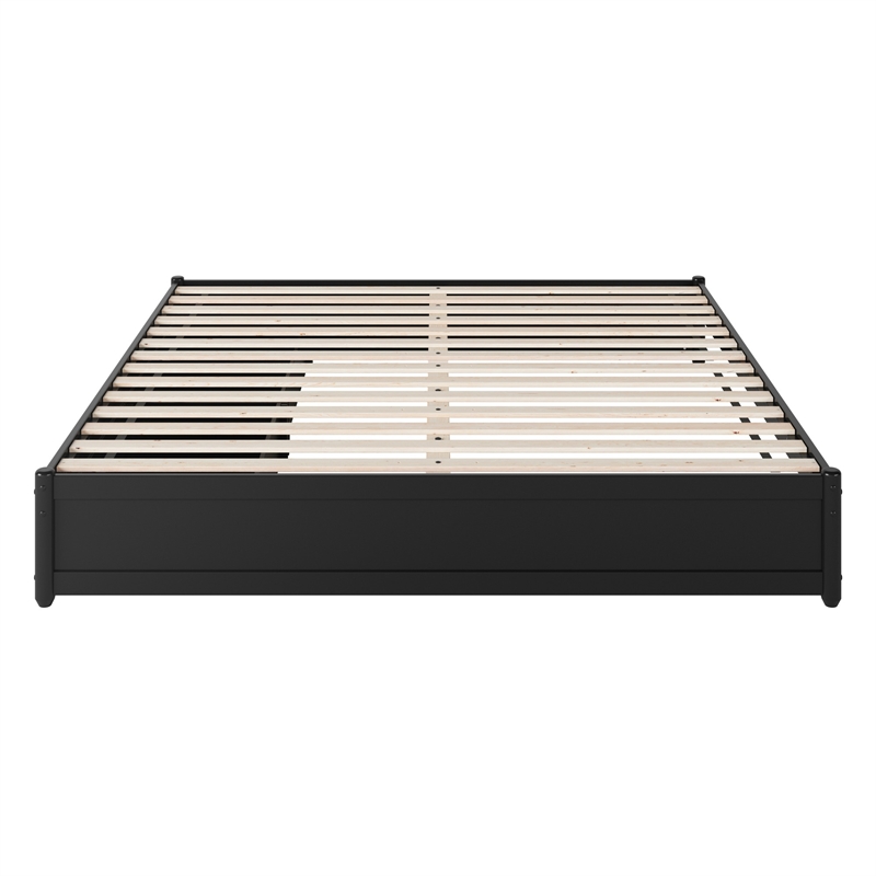 Barcelona King Panel Platform Bed with 2 Storage Drawers in Black