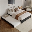 Barcelona Queen Solid Wood Panel Platform Bed with Twin XL Trundle in Black