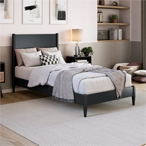 Pasadena Twin XL Solid Wood Low Profile Platform Bed in Black