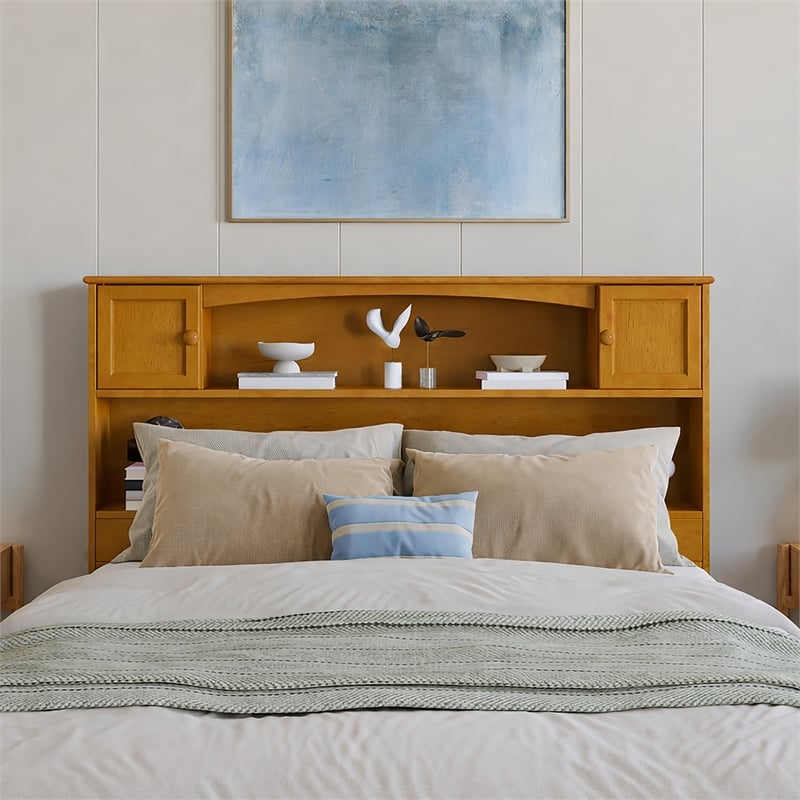 AFI Newport Full Solid Wood Bookcase Headboard in Light Toffee