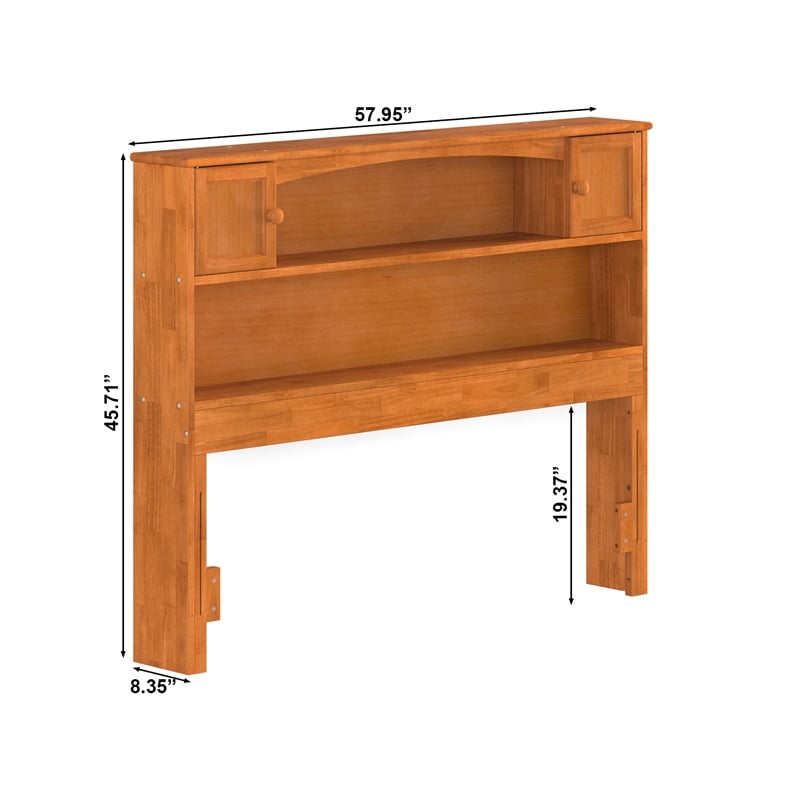 AFI Newport Full Solid Wood Bookcase Headboard in Light Toffee
