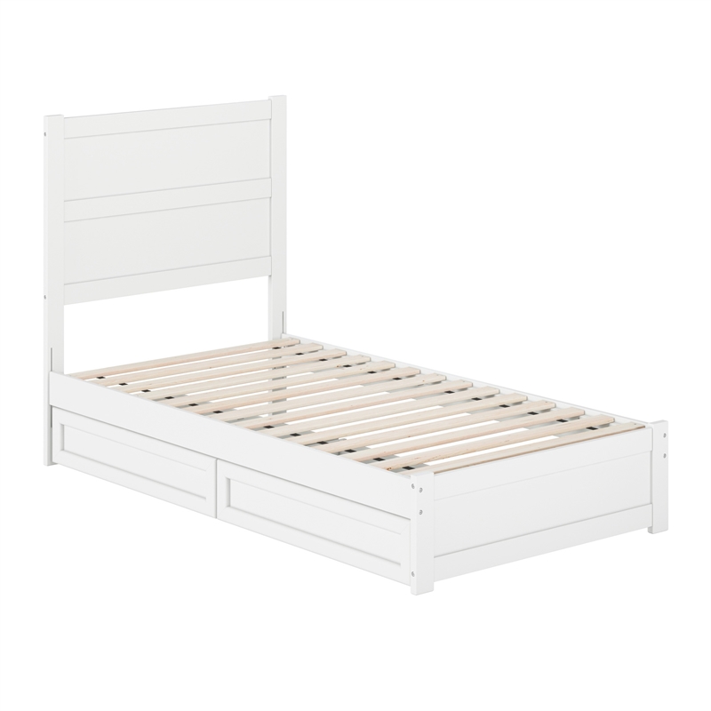 Aveline Twin Platform Bed with Matching Footboard & Drawers in White