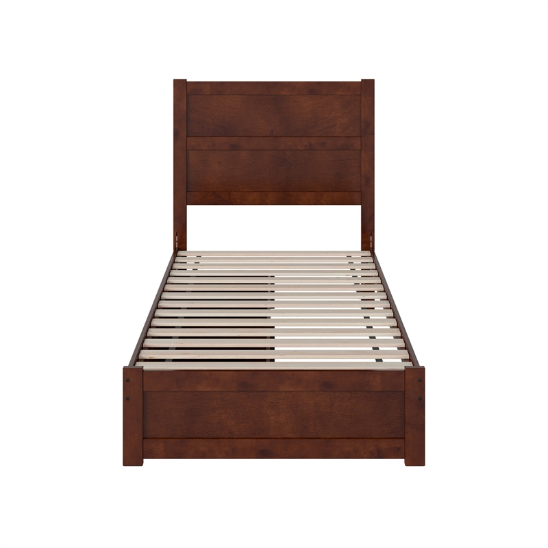 Aveline Twin Platform Bed with Matching Footboard & Drawers in Walnut