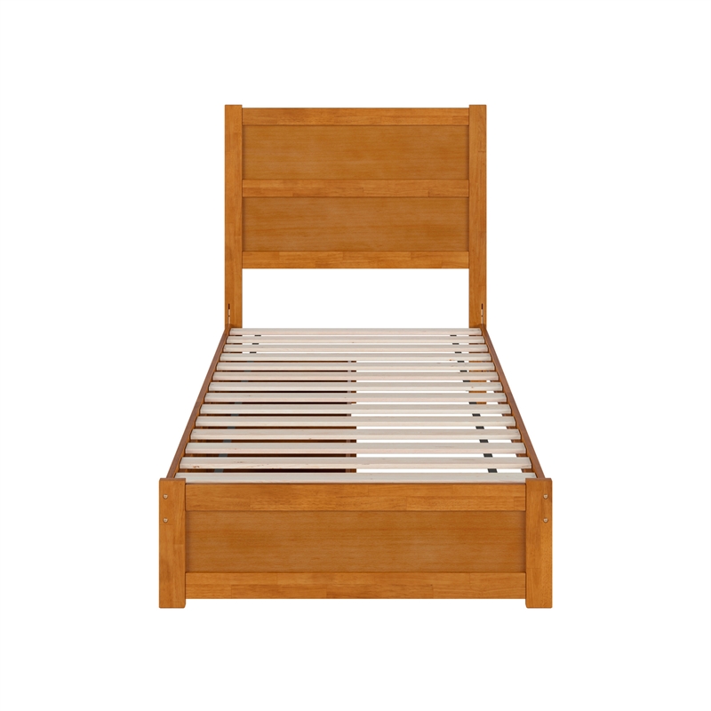 Aveline Twin Platform Bed with Matching Footboard & Drawers in Light Toffee