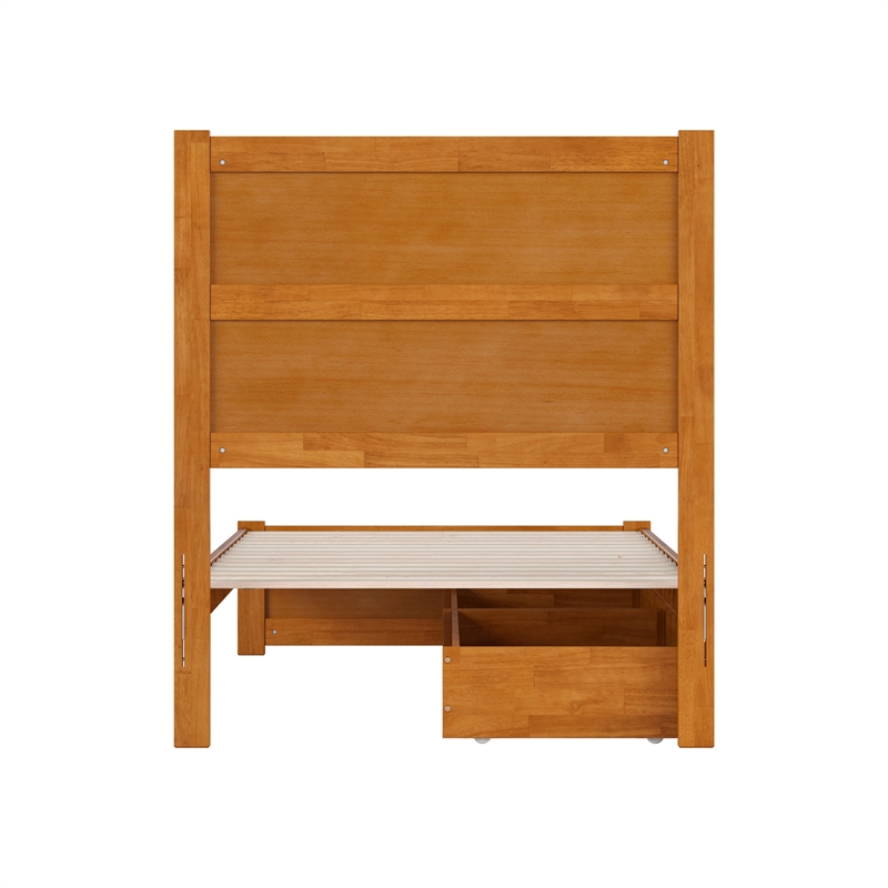 Aveline Twin Platform Bed with Matching Footboard & Drawers in Light Toffee