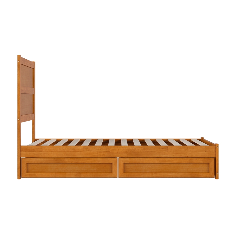 Aveline Twin Platform Bed with Matching Footboard & Drawers in Light Toffee