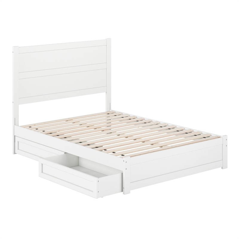 Aveline Full Platform Bed with Matching Footboard & Drawers in White