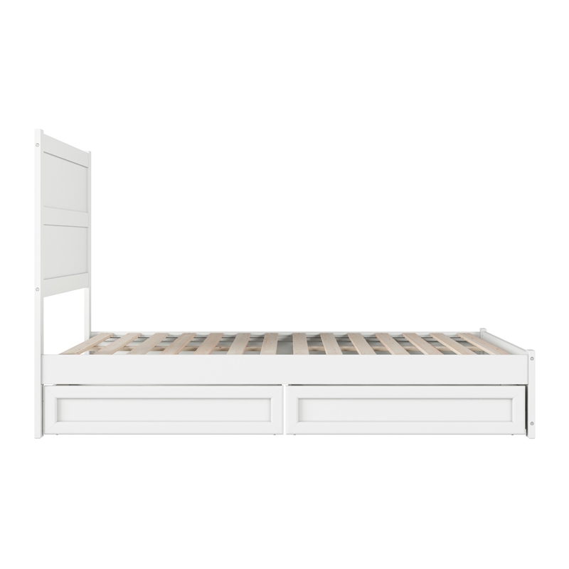 Aveline Full Platform Bed with Matching Footboard & Drawers in White