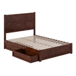 Aveline Full Platform Bed with Matching Footboard & Drawers in Walnut